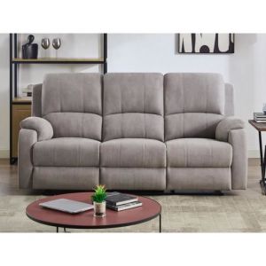 Canapé 3 places relax en microfibre gris clair BRODY