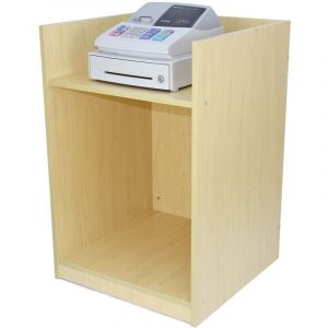 Monster shop Comptoir de Vente Pour Caisse en mdf Mélamine Érable TB60 Meuble de Rangement Modulaire Vitrine Commerce Réception 2 Étagères Internes Devant Fermé