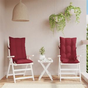 VidaXL Coussins de chaise à dossier haut lot de 2 rouge bordeaux
