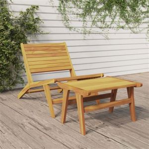 VidaXL Chaise De Jardin Avec Repose-Pieds Bois De Teck Solide
