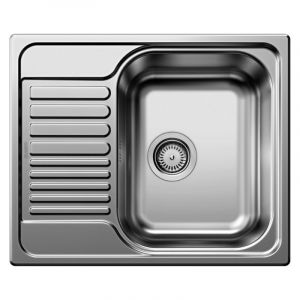 Image de Blanco Lot de 6 &eacute;viers TIPO 45 S Mini en Acier inoxydable, &eacute;gouttoir r&eacute;versible 60,5x50cm avec siphon inclus (516524-GVP06)