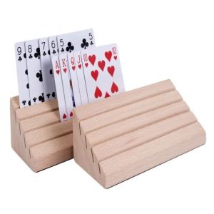Engelhart 390815 - Porte-cartes pyramide double - Bois de h&ecirc;tre - 2 pi&egrave;ces - adapt&eacute; pour tenir jusqu'&agrave; 40 cartes
