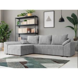 Meublesline Canapé d'angle convertible denvi en velours côtelé Gris