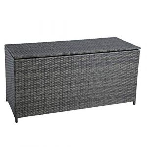 Coffre de rangement extérieur en polyrotin 120 x 50 x 59 cm gris