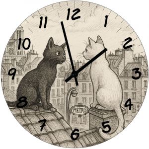 Horloge en verre chats de Paris