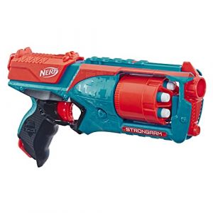 Hasbro Elite Strongarm Bleu et Orange et Flechettes Elite Officielles, Lanceur de Fl&eacute;chettes &agrave; Tir en Rafale avec Canon Rotatif, Port&eacute;e Optimale, Jouet 6 Fl&eacute;chettes Officielles, d&egrave;s 8 Ans