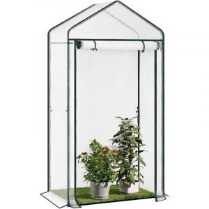 Serre de Jardin, 100x50x190cm, Serre Tomate, Serre d'Hivernage, Bâche en pe, Cadre en Acier, pour Légume, Plante, Fleurs, Blanc - Woltu