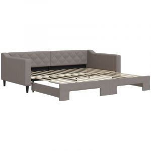 VidaXL Lit de jour avec lit gigogne taupe 100x200 cm tissu, canapé-lit, canapé-lit confortable, lit de jour gigogne, lit d'appoint
