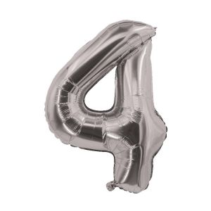 Ruedelafete Ballon alu mylar 30cm CHIFFRE 4, Argent