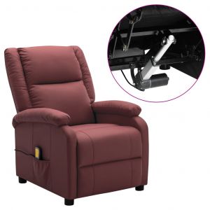 Image de VidaXL Fauteuil inclinable électrique de massage Bordeaux Similicuir