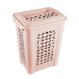 Keeeper Panier à Linge avec Fente d'Insertion et Couvercle Rabattable, Design Ajouré, 60 L, Per, Nordic Pink