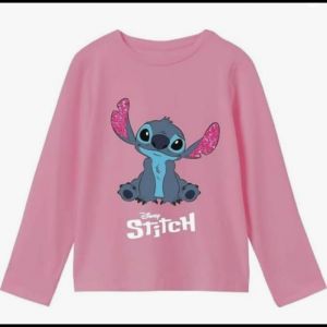 T-shirt manches longues coton Stitch rose fille