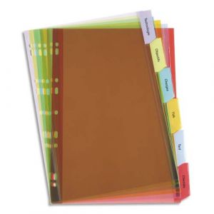 Elba Intercalaires en PVC 14/100e - A6 pour fiches bristol - 4 onglets personnalisables - jeu de 4