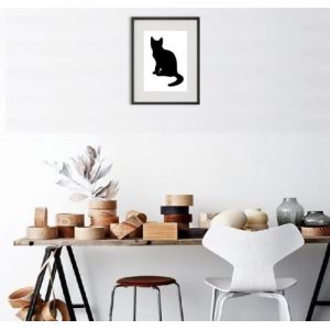 Shot Cadre Photo Chaton 30x40cm avec P e Partout Tableau Bois Verre (NOIR)