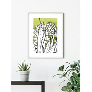 Komar Affiche d'art Dried Leaves - Taille: 30 x 40 cm - vert, blanc