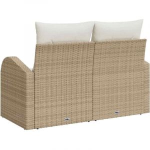 VidaXL Canapé de jardin 2 places avec rangement et coussins en poly rattan beige