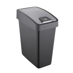 Keeeper Premium poubelle avec couvercle rabattable, Soft Touch, 25 l, 39,5 x 24 x 47,5 cm, Magne, Grey (Graphite), Graphit