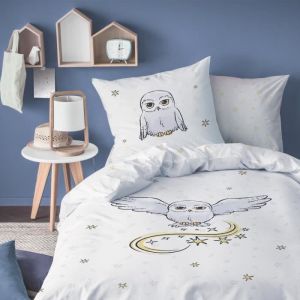 Image de Cti Harry Potter Owl. Parure de lit Enfant 100% Coton, Housse de Couette 140x200 cm et 1 taie d'oreiller 63x63 cm