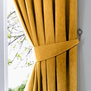 Fusion Uni Ochre Doré Jaune 66cm - 66cm Tiebacks Paire Pour Assorti Rideaux