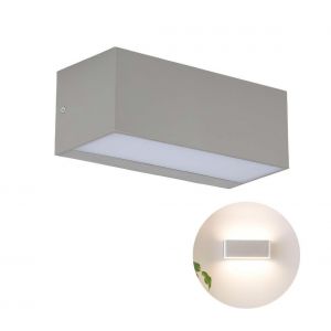 V-TAC Applique Murale Extérieure LED Directe / Indirecte 12W Ip65 Rectangulaire Grise Vt-8057 - Blanc Neutre - 4000k - 90 Deg