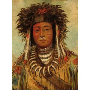 Grafika Puzzle George Catlin : Chef Indien - Ojibbeway, 1843