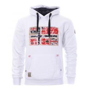 Geographical Norway GEO NORWAY GPEPE Men - Sweat Homme Capuche Chaud - Sweatshirt Hoody Homme Manche Longue Pull Casual Manches Longues - Hoodie Shirt Logo Hood Tops Type Sport Col Regulier Blanc M
