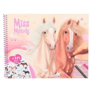 Depesche 12479 Miss Melody Motifs de Chevaux de r&ecirc;ve, 44 Pages, Livre de coloriage avec de Nombreux Autocollants paillet&eacute;s Inclus, Multicolore, Small