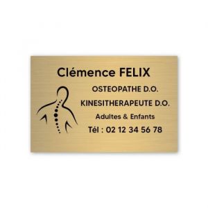 Plaque professionnelle pvc 30x20 Personnalisée avec Logo | Kinésithérapeutes - Or lettres noires - Or lettres noires