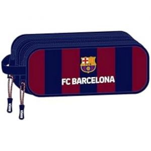 Safta F.C. Barcelona Trousse Double pour Enfant, idéale pour Les Enfants d'âge Scolaire, Confortable et Polyvalente, qualité et résistance, 21 x 6 x 8 cm, Bleu Marine/Grenat, Bleu Marine/Grenat,
