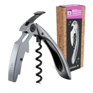 Tire-bouchon professionnel à deux temps Koala Big Tech - Acier inoxydable, spirale téflon, lame précise, idéal pour sommeliers et usage quotidien, finition en acier