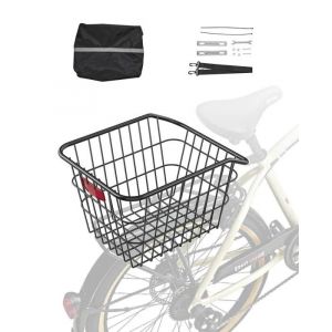 VEVOR Panier Arrière de Vélo Fil Métallique, 375 x 290 x 250 mm, Capacité de Charge 22 kg, avec Feu Arrière Réfléchissant, Housse Imperméable, Compatible avec la Plupart Porte-Bagage Arrière Vélo