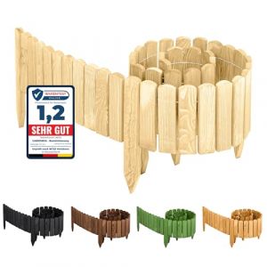 Garronda clôture de Jardin en Bois Bordure Jardin Cloture Jardin Exterieur Barrières de Jardin de Bois Palissade Bordurette de Jardin Longueur: 200