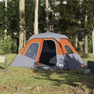 VidaXL Tente de camping 6 personnes gris et orange 344x282x192 cm