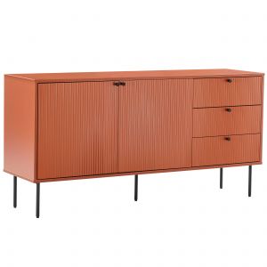 Oviala Buffet 2 portes et 3 tiroirs décor mélaminé 150 cm orange