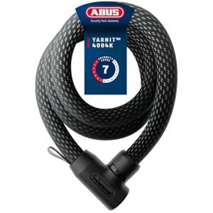 Abus Cadenas &agrave; cha&icirc;ne YARNIT 4004K - cadenas textile l&eacute;ger pour la s&eacute;curit&eacute; des v&eacute;los et des trottinettes &eacute;lectriques - cadenas de v&eacute;lo flexible avec niveau de s&eacute;curit&eacute; 7 - longueur 140 cm, noir