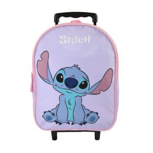 Bagtrotter - Stitch - Sac à Dos Scolaire à Roulettes - Violet - 1 Compartiment Zippé - Bretelles Matelassées - 25x12x32cm...