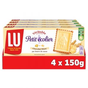 Lu 4 boîtes du Petit Ecolier - Biscuits petit beurre nappés au chocolat blanc - (4x150g)