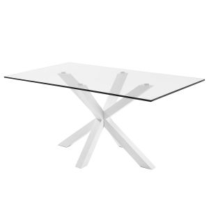 home24 Kave Home - Table rectangulaire Argo en Verre avec Pieds en Acier