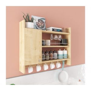 Cotecosy Etag&egrave;re de cuisine 1 porte Syban 85cm Bois Ch&ecirc;ne clair - Ch&ecirc;ne clair
