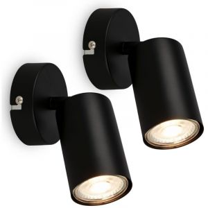 BRILONER - Lot de 2 appliques murales int&eacute;rieures orientables, douille GU10, max. 9 W, applique murale, applique murale chambre, lampe chambre, appliques, 8 x 15,5 cm, noir