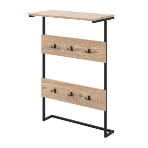 Porte-manteau mural 59,5 x 30 x 88,5 cm avec &eacute;tag&egrave;re et 6 crochets design moderne en m&eacute;tal marron Helloshop26 20_0018643