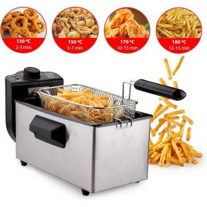 Alpina Friteuse - Friteuse électrique - 3 Litre - 2000 Watt - Acier inoxydable - Avec Thermostat