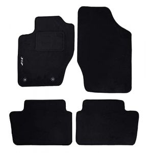 Rebeca Shop - Tapis de voiture, en moquette noir, avant et arrière, logo brodés, 2 clip de fixation, compatibles pour 307