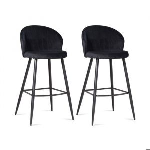 M&S Lot de 2 chaises de bar 56x52,5x102,5 cm en velours noir