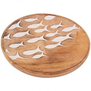 Signes Grimalt Petites boîtes et plateaux à assiettes à poisson Plateau de décoration rond marron - 2x16x16cm