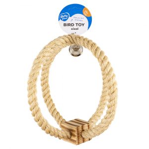 Corde à anneaux pour jouet oiseaux en sisal et bloc bbq avec cloche Duvoplus