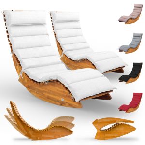 Chaise longue de sauna Java (lot de 2) Acacia certifi&eacute; FSC avec rev&ecirc;tement Cr&egrave;me