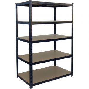 Relaxdays &Eacute;tag&egrave;re lourde, H x L x P : 200 x 100 x 40 cm, 875 kg, 5 niveaux, pour cave/garage, &agrave; embo&icirc;ter, noir/marron