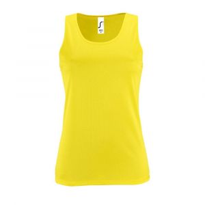 Sol's Sporty TT - Tee Shirt Sport Femme sans Manche- D&eacute;bardeur Dos Nageur - Technologie Dry fit - Anti-Transpirant - Jaune Fluo - XXL