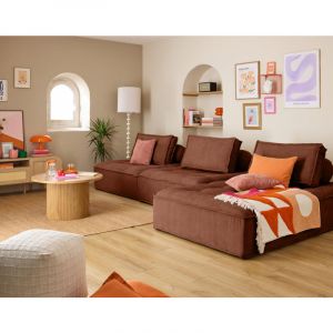 Marisol - module d'assise méridienne - velours texturé - Terracotta